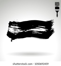 Black brush stroke and texture. Grunge vector abstract hand - painted element. Underline and border design.
