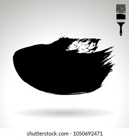 Black brush stroke and texture. Grunge vector abstract hand - painted element. Underline and border design.