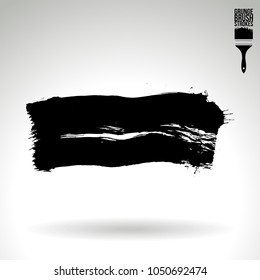 Black brush stroke and texture. Grunge vector abstract hand - painted element. Underline and border design.