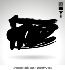 Black brush stroke and texture. Grunge vector abstract hand - painted element. Underline and border design.