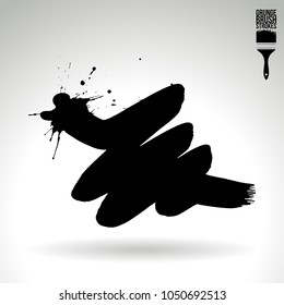 Black brush stroke and texture. Grunge vector abstract hand - painted element. Underline and border design.
