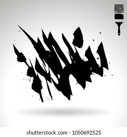 Black brush stroke and texture. Grunge vector abstract hand - painted element. Underline and border design.