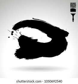 Black brush stroke and texture. Grunge vector abstract hand - painted element. Underline and border design.