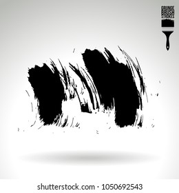 Black brush stroke and texture. Grunge vector abstract hand - painted element. Underline and border design.