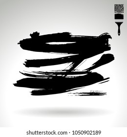 Black brush stroke and texture. Grunge vector abstract hand - painted element. Underline and border design.