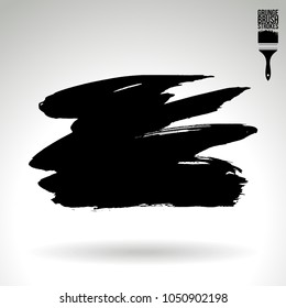 Black brush stroke and texture. Grunge vector abstract hand - painted element. Underline and border design.
