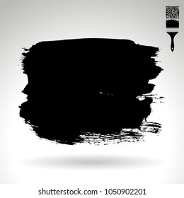 Black brush stroke and texture. Grunge vector abstract hand - painted element. Underline and border design.