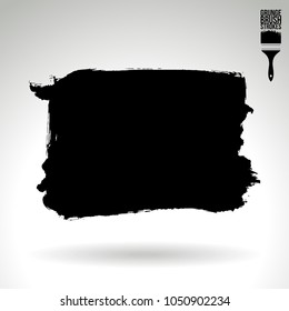 Black brush stroke and texture. Grunge vector abstract hand - painted element. Underline and border design.