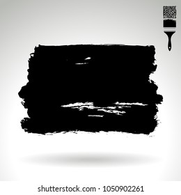 Black brush stroke and texture. Grunge vector abstract hand - painted element. Underline and border design.