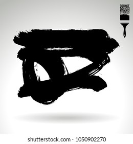 Black brush stroke and texture. Grunge vector abstract hand - painted element. Underline and border design.