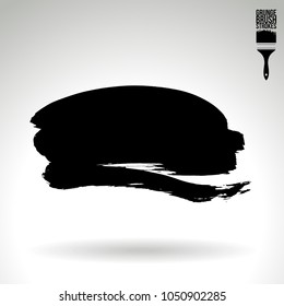 Black brush stroke and texture. Grunge vector abstract hand - painted element. Underline and border design.