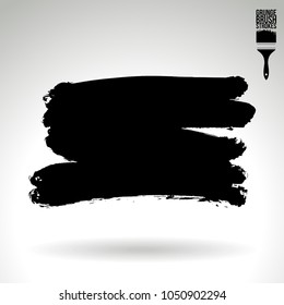 Black brush stroke and texture. Grunge vector abstract hand - painted element. Underline and border design.