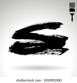 Black brush stroke and texture. Grunge vector abstract hand - painted element. Underline and border design.
