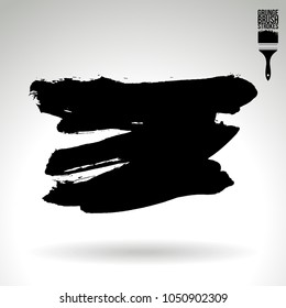 Black brush stroke and texture. Grunge vector abstract hand - painted element. Underline and border design.