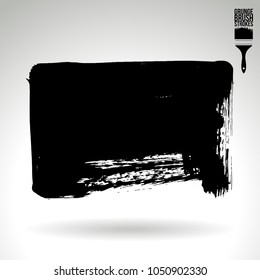 Black brush stroke and texture. Grunge vector abstract hand - painted element. Underline and border design.