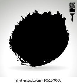 Black brush stroke and texture. Grunge vector abstract hand - painted element. Underline and border design.