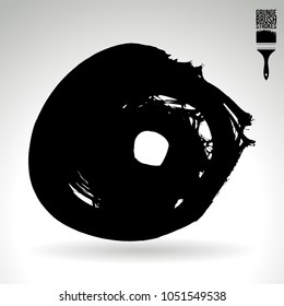 Black brush stroke and texture. Grunge vector abstract hand - painted element. Underline and border design.