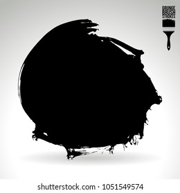 Black brush stroke and texture. Grunge vector abstract hand - painted element. Underline and border design.