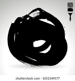 Black brush stroke and texture. Grunge vector abstract hand - painted element. Underline and border design.