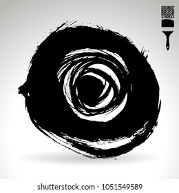 Black brush stroke and texture. Grunge vector abstract hand - painted element. Underline and border design.