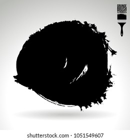 Black brush stroke and texture. Grunge vector abstract hand - painted element. Underline and border design.