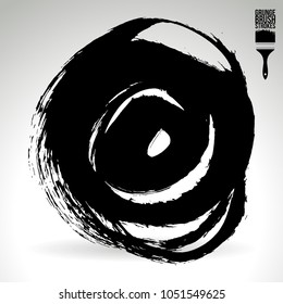 Black brush stroke and texture. Grunge vector abstract hand - painted element. Underline and border design.