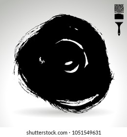 Black brush stroke and texture. Grunge vector abstract hand - painted element. Underline and border design.