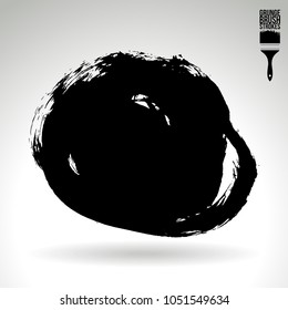 Black brush stroke and texture. Grunge vector abstract hand - painted element. Underline and border design.