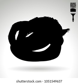 Black brush stroke and texture. Grunge vector abstract hand - painted element. Underline and border design.