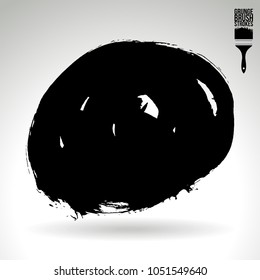 Black brush stroke and texture. Grunge vector abstract hand - painted element. Underline and border design.