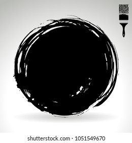 Black brush stroke and texture. Grunge vector abstract hand - painted element. Underline and border design.