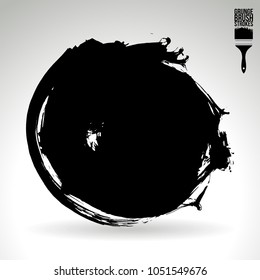 Black brush stroke and texture. Grunge vector abstract hand - painted element. Underline and border design.