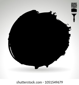 Black brush stroke and texture. Grunge vector abstract hand - painted element. Underline and border design.