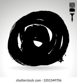 Black brush stroke and texture. Grunge vector abstract hand - painted element. Underline and border design.