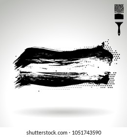 Black brush stroke and texture. Grunge vector abstract hand - painted element. Underline and border design.