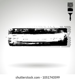 Black brush stroke and texture. Grunge vector abstract hand - painted element. Underline and border design.