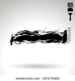 Black brush stroke and texture. Grunge vector abstract hand - painted element. Underline and border design.