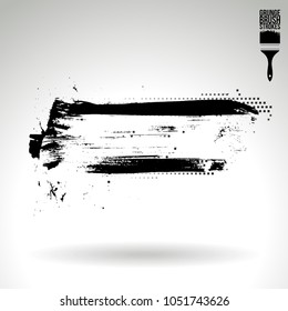 Black brush stroke and texture. Grunge vector abstract hand - painted element. Underline and border design.