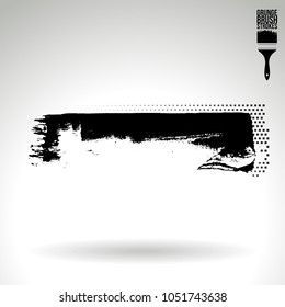 Black brush stroke and texture. Grunge vector abstract hand - painted element. Underline and border design.