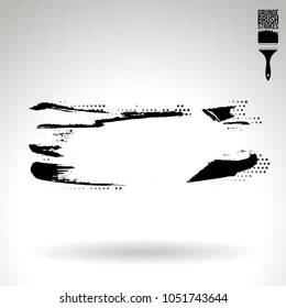 Black brush stroke and texture. Grunge vector abstract hand - painted element. Underline and border design.
