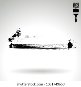 Black brush stroke and texture. Grunge vector abstract hand - painted element. Underline and border design.