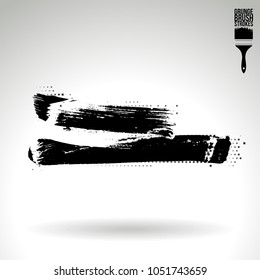 Black brush stroke and texture. Grunge vector abstract hand - painted element. Underline and border design.