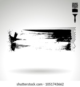 Black brush stroke and texture. Grunge vector abstract hand - painted element. Underline and border design.