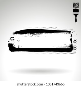 Black brush stroke and texture. Grunge vector abstract hand - painted element. Underline and border design.