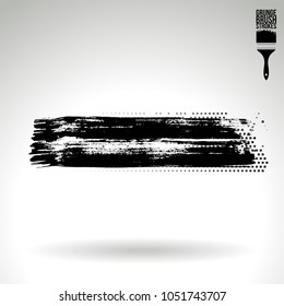 Black brush stroke and texture. Grunge vector abstract hand - painted element. Underline and border design.