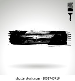 Black brush stroke and texture. Grunge vector abstract hand - painted element. Underline and border design.