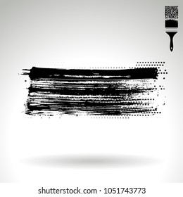 Black brush stroke and texture. Grunge vector abstract hand - painted element. Underline and border design.