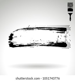 Black brush stroke and texture. Grunge vector abstract hand - painted element. Underline and border design.