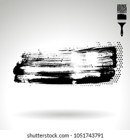 Black brush stroke and texture. Grunge vector abstract hand - painted element. Underline and border design.