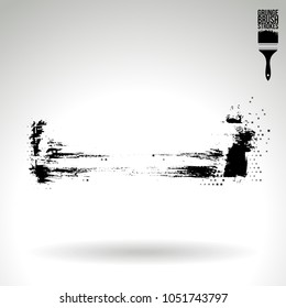 Black brush stroke and texture. Grunge vector abstract hand - painted element. Underline and border design.
